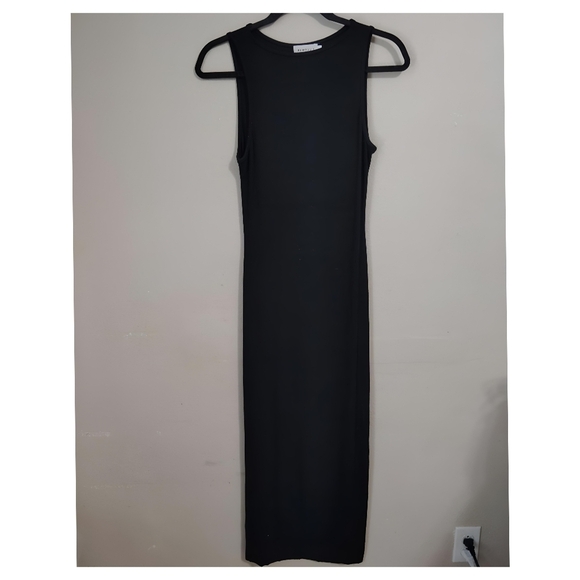 Bumpsuit Black Maternity Midi Dress Sm Bodycon Stretch Minimalist Pregnancy - Picture 2 of 6